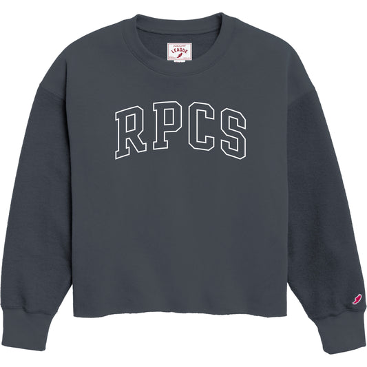 League Reverse Fleece Crop Sweatshirt in Navy